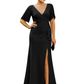 Elegant Evening Gown Trending V-Neck & Ruffle Detail Mother of Bride Outfits Slit