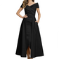 Formal Floor-Length Mother of the Bride Gown Satin Maxi Dress with Slit Off Shoulder
