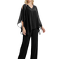 V-Neck Chiffon Mother of the Brides Dresses Plus Size Jacket Suits Wedding