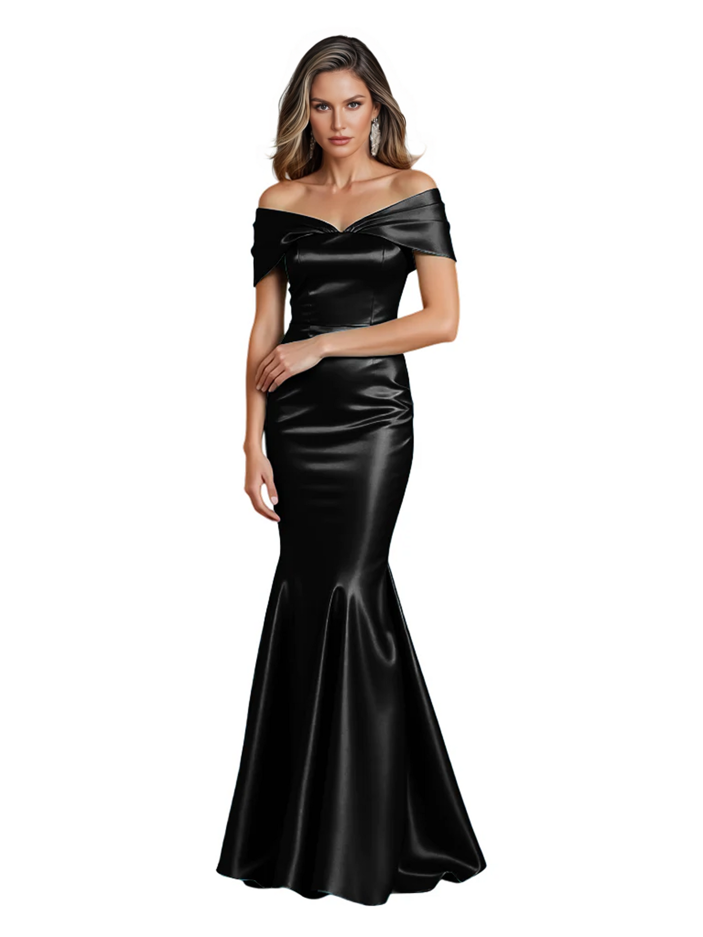 Luxury Emerald Formal Dress Off-the-Shoulder Satin Gown Trumpet Silhouette