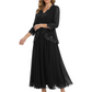 3/4 Sleeve Chiffon Mother of the Brides Dresses V-Neck Wedding Party Gowns