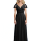 Mother of the Bride Dress Cap Sleeves and V-Neckline with Embroidered Lace Shoulders