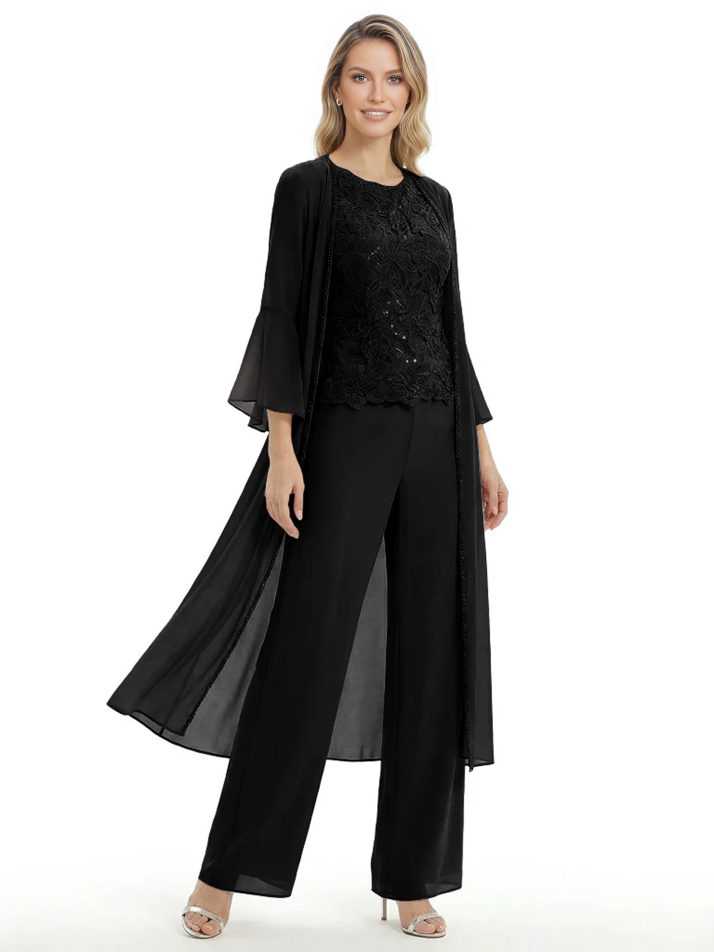 Elegant Pink 3-Piece Pant Set Trending 2026 Styles with Lace Wide-Leg Pants