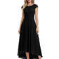 Elegant Evening Gown Trending 2026 Styles with Cap Sleeves High-Low Skirt