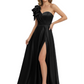 Elegant Mother of the Groom Dress A-Line Satin Formal Gown with High Slit Ruched Bodice