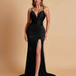 Sexy Soft Satin V-neck Spaghetti Strap Side-Slit Mermaid Bridesmaid Dresses