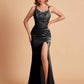 Sexy Satin V-neck Side Slit Mermaid Floor Length Bridesmaid Dresses