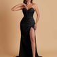 Elegant Soft Satin Mermaid V-neck Side Slit Floor-Length Bridesmaid Dresses Online
