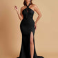 Elegant Soft Satin Mermaid Halter Side Slit Floor-Length Bridesmaid Dresses Online