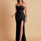Sexy Strapless Soft Satin Side Slit Floor-Length Mermaid Bridesmaid Dresses
