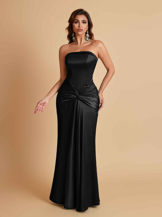 Sexy Soft Satin Mermaid Strapless Floor-Length Mermaid Bridesmaid Dresses