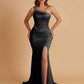 Sexy Soft Satin Mermaid One Shoulder Side Slit Beading Floor-Length Bridesmaid Dresses Online