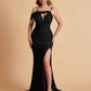 Sexy Jersey V-Neck Spaghetti Straps Floor Length Mermaid Bridesmaid Dresses
