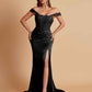 Sexy Soft Satin V-neck Off-the-shoulder Strapless Side-Slit Mermaid Bridesmaid Dresses
