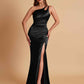 Sexy Soft Satin Mermaid One Shoulder Floor-Length Mermaid Bridesmaid Dresses