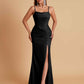 Gorgeous Spaghetti Straps Soft Satin Side Slit Floor-Length Mermaid Bridesmaid Dresses