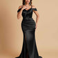 Sexy Soft Satin Mermaid Off Shoulder Side Slit Floor-Length Mermaid Bridesmaid Dresses