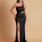 Gorgeous One Shoulder Soft Satin Side Slit Floor-Length Mermaid Bridesmaid Dresses