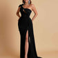 Gorgeous One Shoulder Bow Knot Soft Satin Side Slit Floor-Length Mermaid Bridesmaid Dresses