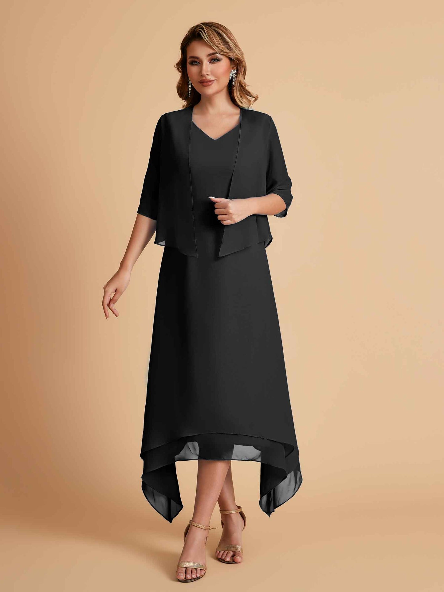 Elegant A-line Chiffon Short Sleeves Mother of the Brides Dresses Online