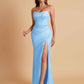 Sexy Strapless Soft Satin Side Slit Floor-Length Mermaid Bridesmaid Dresses