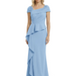 A-Line Satin Cap Sleeves Mother of the Brides Dresses Floor Length For Wedding