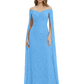Elegant Mother of the Groom Gown Floral Lace Embroidered Formal Dress with Cape