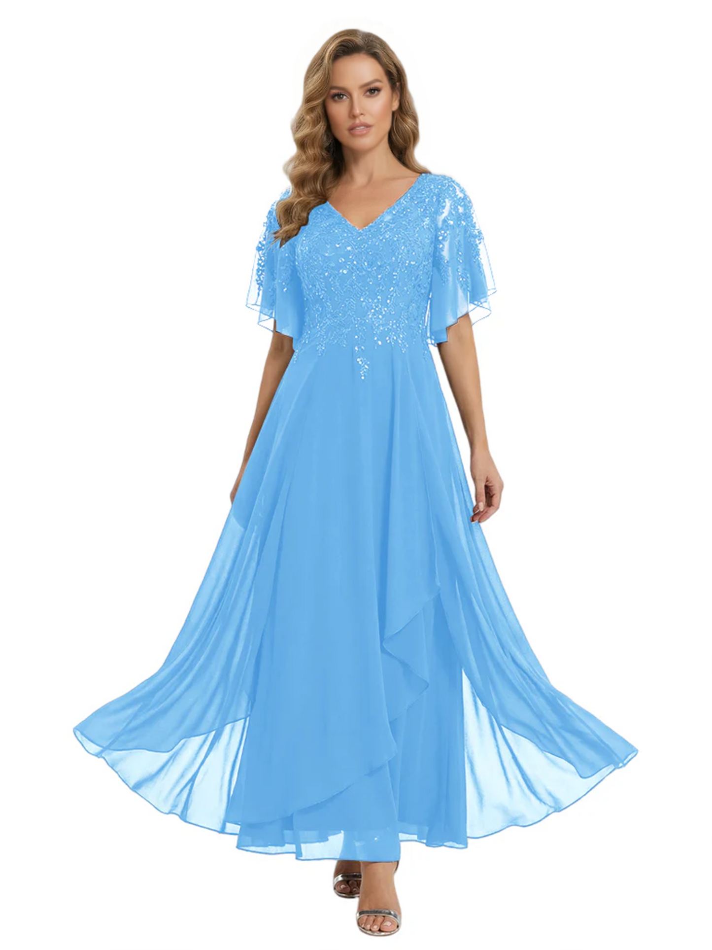 Bling Sequin Chiffon Mother of the Brides Dresses Wedding Party Gowns For Mom