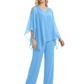 V-Neck Chiffon Mother of the Brides Dresses Plus Size Jacket Suits Wedding