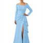 Elegant Mother of the Groom Dress Cascading Ruffle Satin Gown with High Slit Long Sleeves