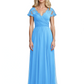 Mother of the Bride Dress Cap Sleeves and V-Neckline with Embroidered Lace Shoulders