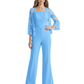 Mother of the Bride Jumpsuit with Lace Jacket 3/4 Sleeve Formal Pant Suit