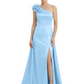 One Shoulder Mother of the Bride Dress with 3D Floral Detail Formal Dress A-Line Gowns with Slit