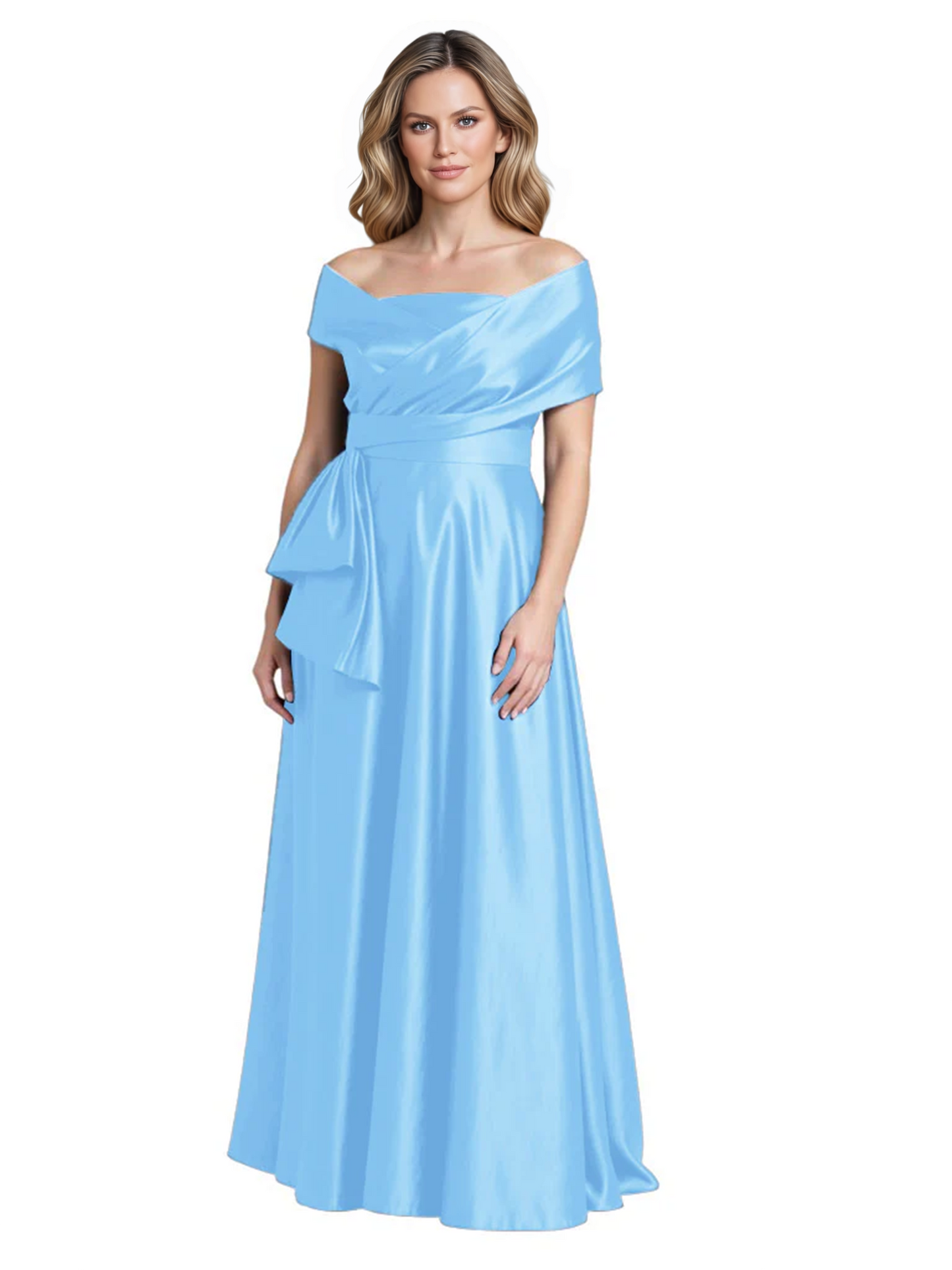 Formal Floor-Length Mother of the Bride Gown Sleeveless Satin Maxi Dress with Drape