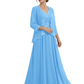 Plus Size A-line Chiffon 3/4 Sleeves Mother of the Brides Dresses Long Jacket Dress