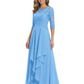 3/4 Sleeve Mother of the Bride Dress with Lace Embroidery High-Low Hem 2026