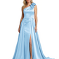 One Shoulder Sleeveless Mother of the Brides Dresses Floor Length Slit With Train