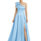 Luxury Bow Black Formal Dress One-Shoulder A-Line Gowns with Sexy Side Slit 2026