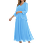 3/4 Sleeve Chiffon Mother of the Brides Dresses V-Neck Wedding Party Gowns