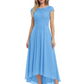 Elegant Evening Gown Trending 2026 Styles with Cap Sleeves High-Low Skirt