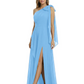 One-Shoulder Mother of the Bride Dress Chiffon Gown with Long Sash Detail