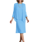 3 PCS Knee-Length Mother of Bride Dresses Prom Dress Evening Dress with Sheer Sleeves and Jacket