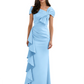 Elegant Mother of Bride Dress Formal Gowns Mermaid Ruffle Floor Length Asymmetric Neckline