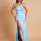 Gorgeous Strapless Soft Satin Side Slit Floor-Length Mermaid Bridesmaid Dresses
