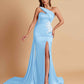 Elegant Soft Satin Sweetheart One Shoulder Side-Slit Mermaid Bridesmaid Dresses