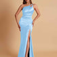 Sexy Soft Satin Mermaid One Shoulder Floor-Length Mermaid Bridesmaid Dresses