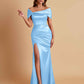 Elegant Soft Satin Off-the-shoulder Side-Slit Mermaid Bridesmaid Dresses