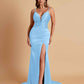 Sexy Soft Satin V-neck Spaghetti Strap Side-Slit Mermaid Bridesmaid Dresses