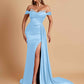 Gorgeous Soft Satin V-neck Off-the-Shoulder Side-Slit Mermaid Bridesmaid Dresses