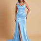 Elegant Soft Satin Mermaid Bowknot Floor-Length Mermaid Bridesmaid Dresses